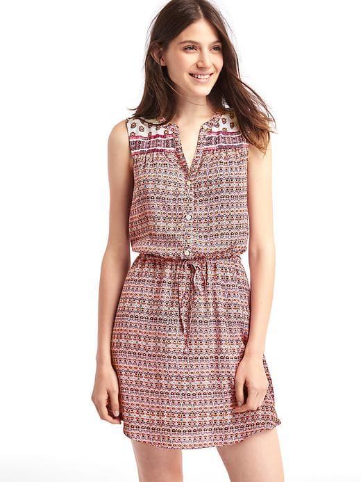 Gap Women Medallion Shirt Dress - Pink Floral