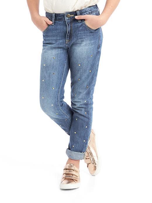 Gap Women 1969 Heart Studded Girlfriend Ankle Jeans - Indigo