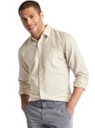 Gap Men Flannel Heathered Shirt - Cream Heather