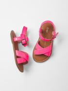 Gap Patent Cross Strap Sandals - Happy Pink