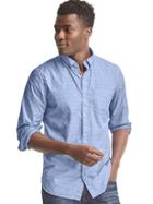 Gap Men True Wash Poplin Dobby Standard Fit Shirt - Blue Peak