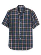 Gap Men Poplin Checkered Standard Fit Shirt - Green Plaid