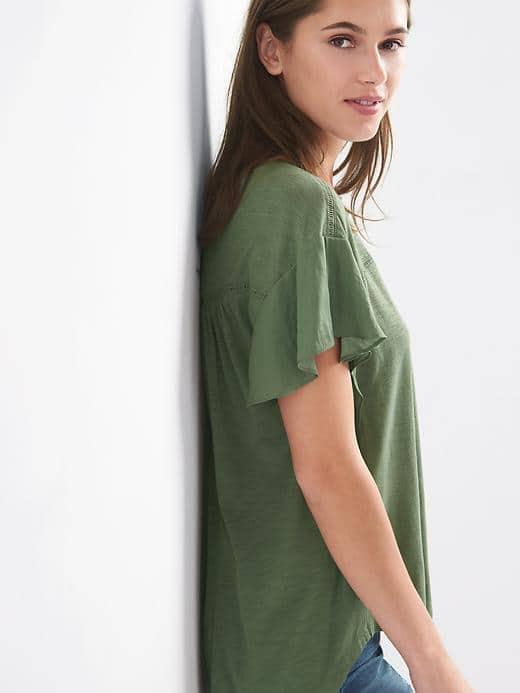Gap Women Flutter Sleeve Tee - Cool Olive