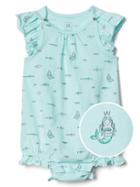 Gap Women Beach Print Bubble Shorty One Piece - Ivory Frost