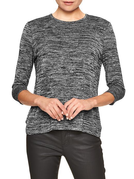 Gap Women Factory Marled Three Quarter Sleeve Top - True Black