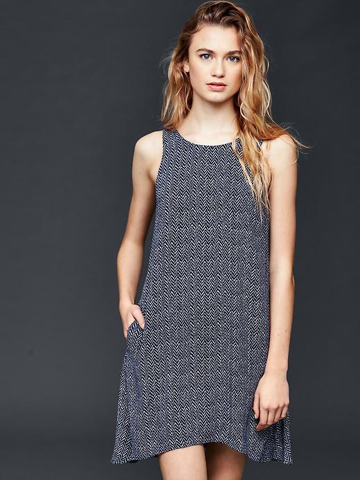 Gap Women Racerback Dress - Navy Print