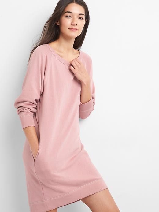 Gap Women Terry Sweatshirt Dress - Princess Pink