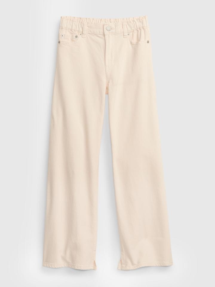 Kids High Rise Wide Leg Jeans With Washwell