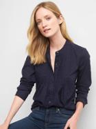 Gap Women Swiss Dot Pintuck Shirt - New Navy