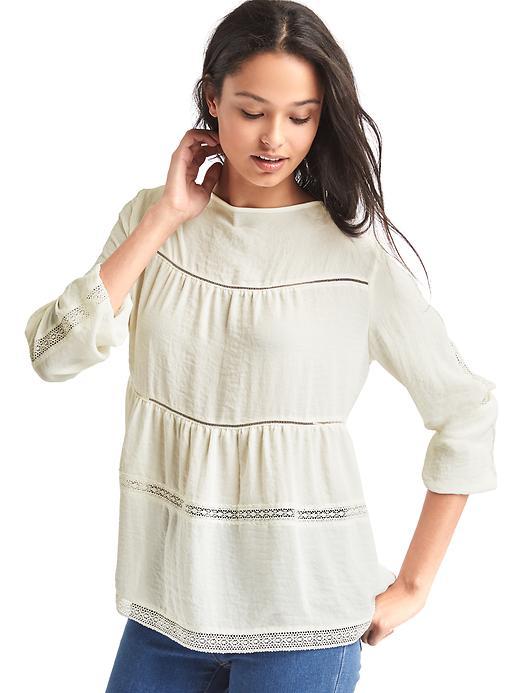Gap Embroidered Trim Peasant Blouse - Snow Cap