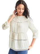 Gap Embroidered Trim Peasant Blouse - Snow Cap