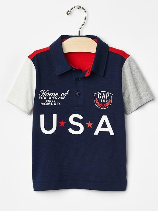 Gap Americana Logo Graphic Polo - Elysian Blue