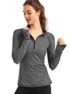 Gap Women Brushed Half Zip Pullover - Medium Grey Heather