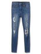 Gap Women Mid Rise Destructed True Skinny Ankle Jeans - Medium Indigo