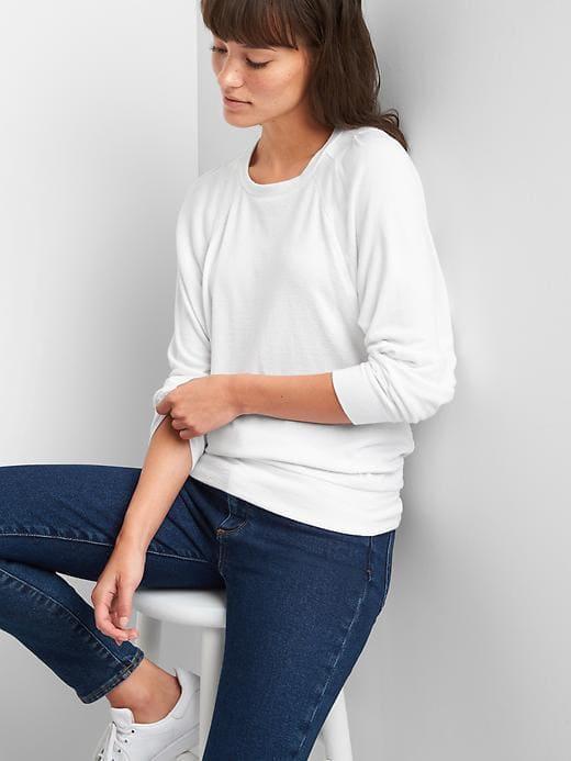 Gap Softspun Pleated Raglan Top - White