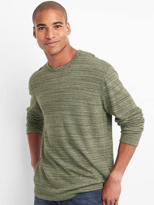Gap Men Softspun Long Sleeve Crewneck Tee - Black Moss
