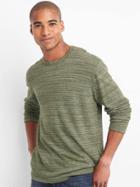 Gap Men Softspun Long Sleeve Crewneck Tee - Black Moss