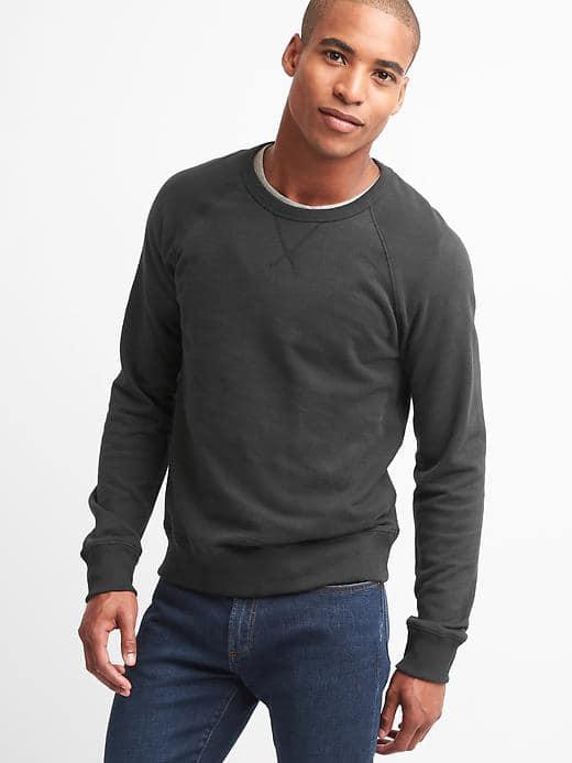 Gap Men Raglan Fleece Crewneck - Moonless Night