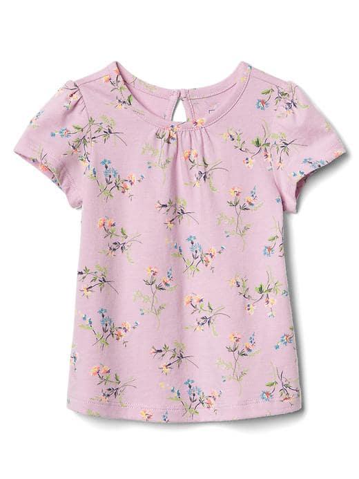 Gap Short Sleeve Keyhole Tee - Light Iris