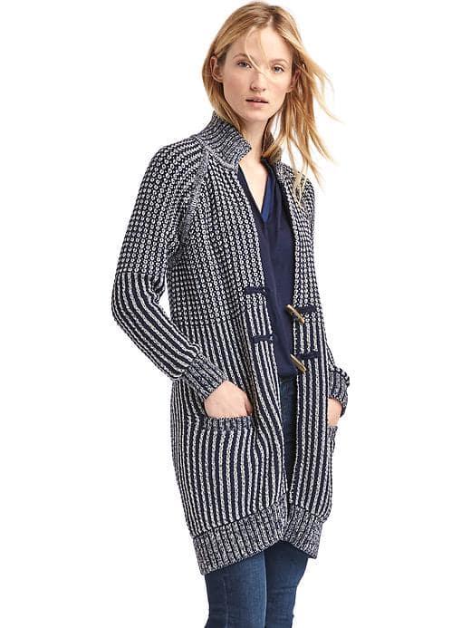 Gap Women Textured Toggle Front Long Cardigan - Dark Night