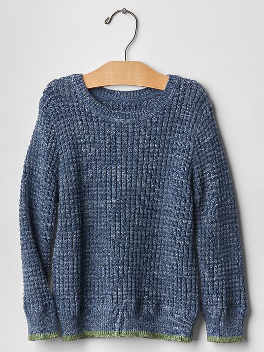 Gap Contrast Tipped Waffle Sweater - Blue