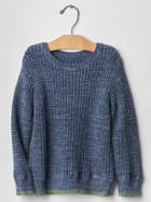Gap Contrast Tipped Waffle Sweater - Blue
