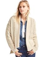 Gap Women Cable Knit Hi Lo Cardigan - Sand