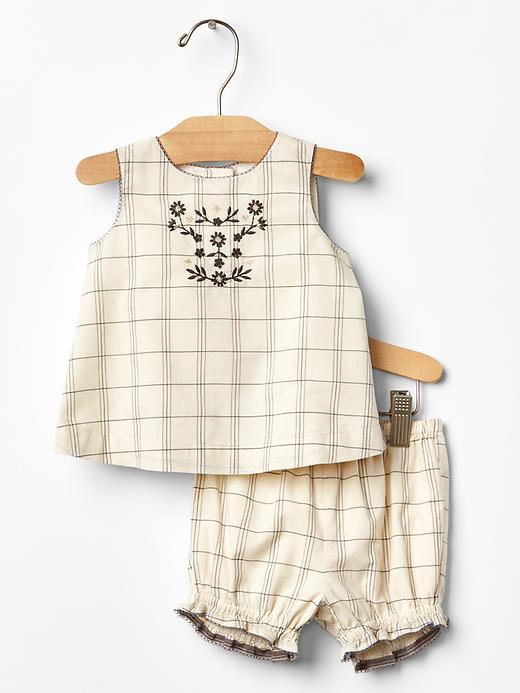 Gap Windowpane Two Piece Romper - Ivory Frost