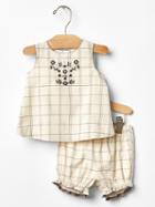 Gap Windowpane Two Piece Romper - Ivory Frost