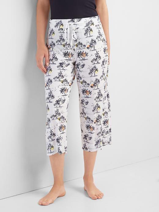 Gap Women Mix And Match Print Crop Sleep Pants - Sunset Palms White