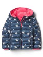 Gap Coldcontrol Lite Print Puffer Hoodie - Indigo Star Print