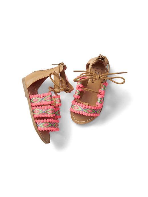 Gap Embroidery Lace Up Sandals - Multi