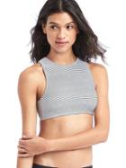 Gap Women Stripe High Neck Criss Cross Bikini Top - White Stripe