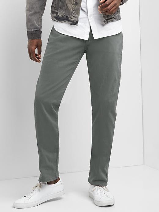 Gap Men Twill Slim Fit Pants Stretch - Pavement Grey