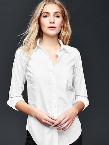 Gap Women Fitted Boyfriend Oxford Shirt - White