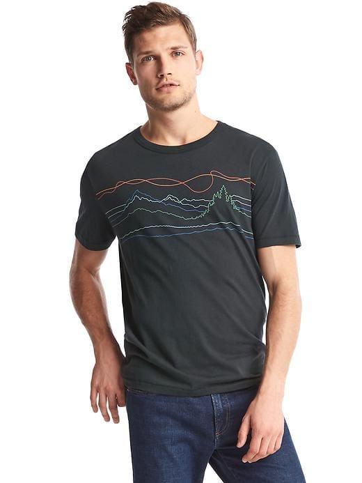 Gap Men Linear Mountain Graphic Tee - Moonless Night
