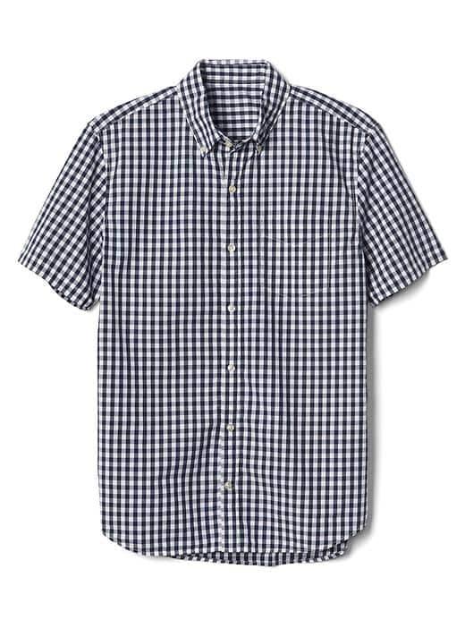 Gap Men Poplin Gingham Slim Fit Shirt - Comet Blue