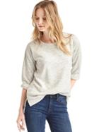 Gap Women Double Face Three Quarter Sweatshirt - New Heather Grey