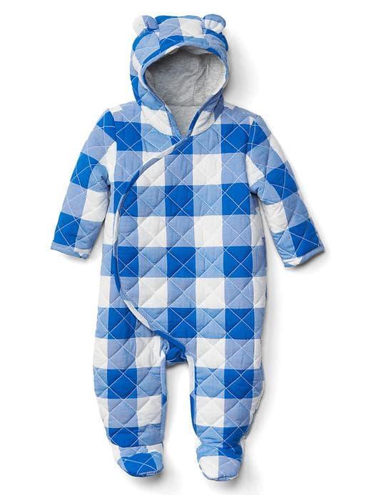 Gap Gingham Quilt Footed Bear One Piece - Blue Streak
