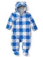 Gap Gingham Quilt Footed Bear One Piece - Blue Streak