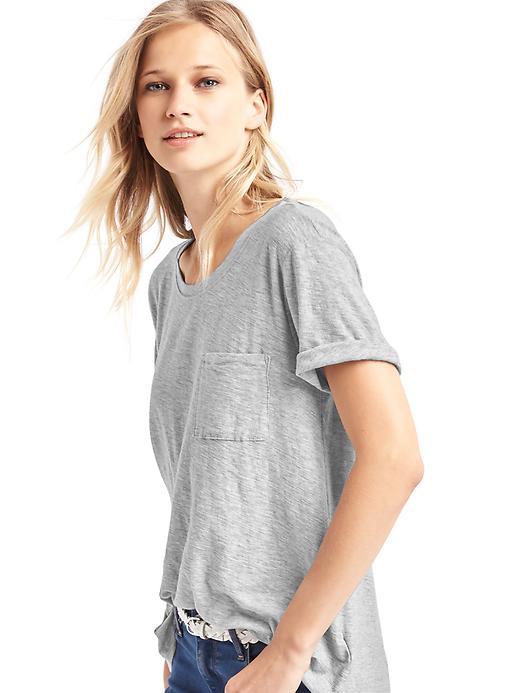 Gap Relaxed Slub Pocket Tee - Heather Grey