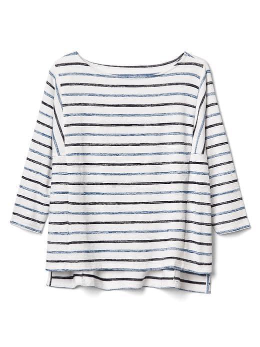 Gap Women Softspun Boxy Stripe Batwing Top - Blue Stripe