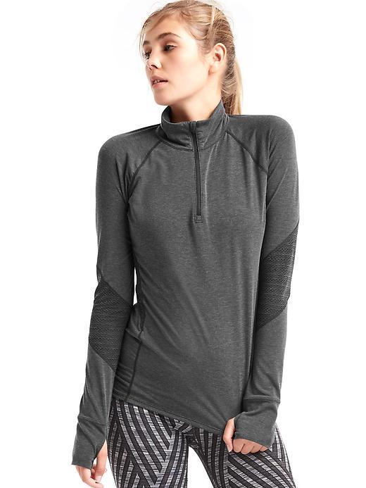 Gap Women Gapfit Breathe Mesh Panel Half Zip Pullover - Charcoal Gray