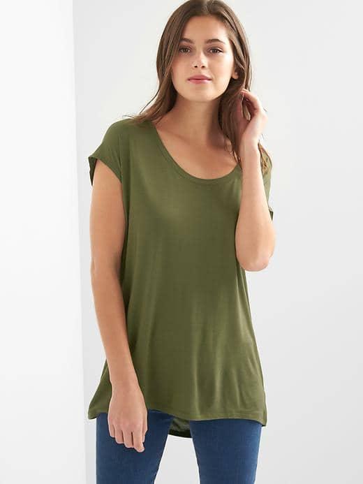 Gap Women Slouchy Cap Sleeve Tee - Army Jacket Green