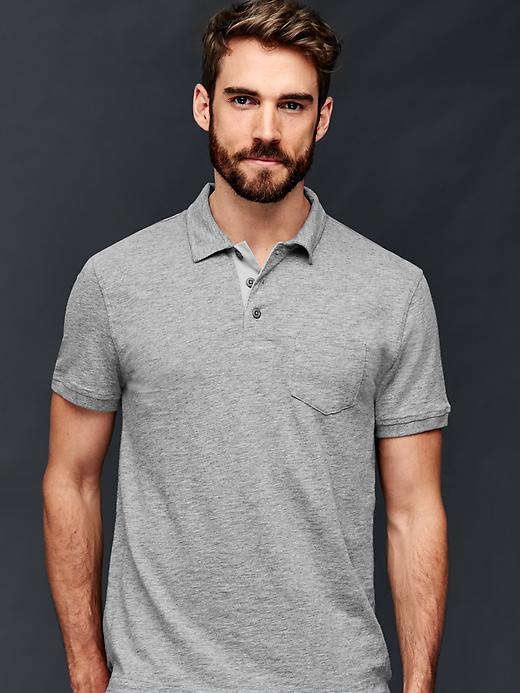 Gap Men Slub Jersey Polo - Heather Grey