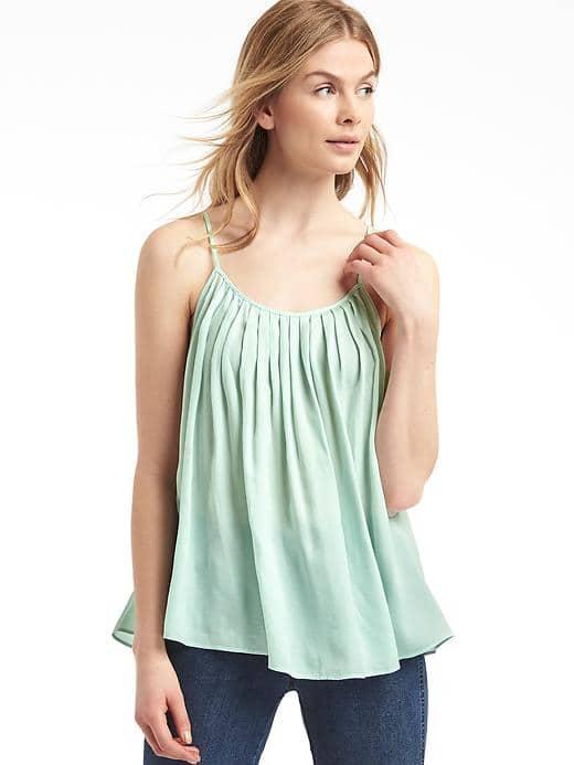 Gap Women Pleat Scoop Neck Tank - Stillwater