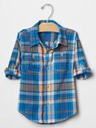 Gap Convertible Plaid Shirt - Bold Blue