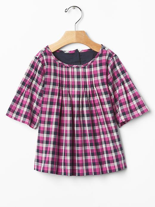 Gap Plaid Flutter Pintuck Top - Pink Plaid