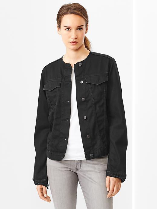 Gap 1969 Collarless Denim Jacket - Washed Black
