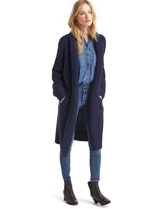 Gap Women Ribbed Shawl Cardigan - Dark Night